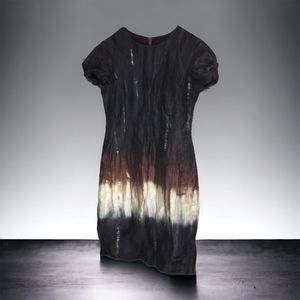 Ivo Nikkolo 8 Linen Flax Blend Dress Dip Dyed Lagenlook Artsy Art to Wear UK 10
